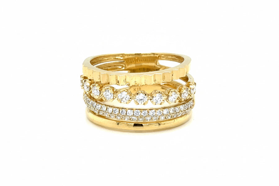Multi Band Diamond Ring in 18K Yellow Gold