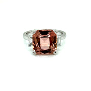 Pink Tourmaline &Diamond Trilogy Ring