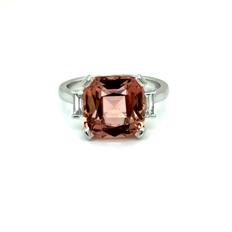 Pink Tourmaline &Diamond Trilogy Ring