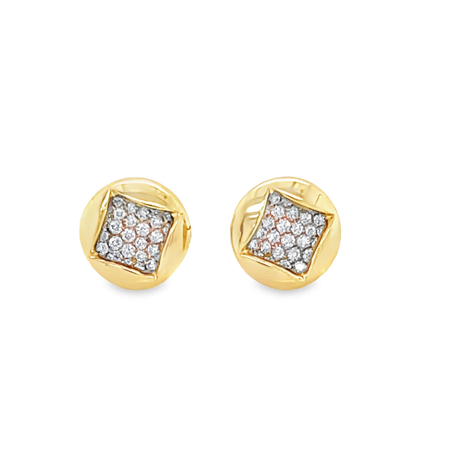 Diamond Pave Yellow gold Earrings Studs