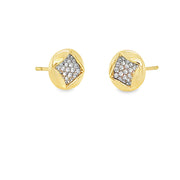 Diamond Pave Yellow gold Earrings Studs