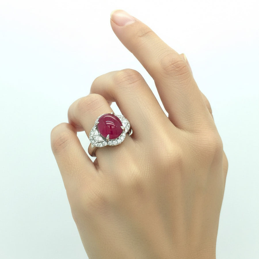 Cabochon Ruby & Diamond Ring