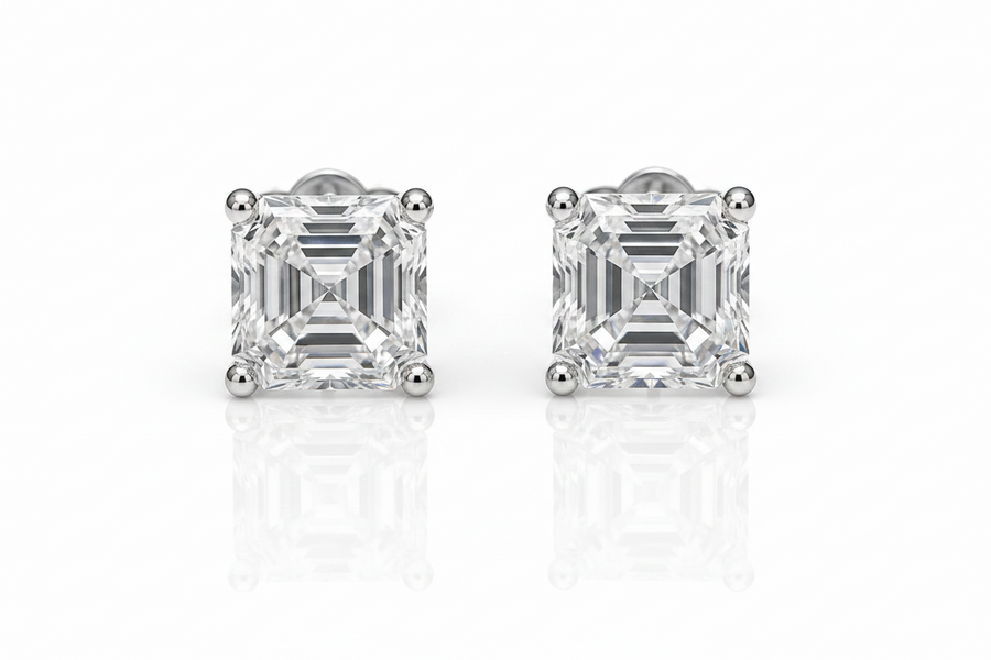 Asscher cut 2ct TDW Diamond Studs
