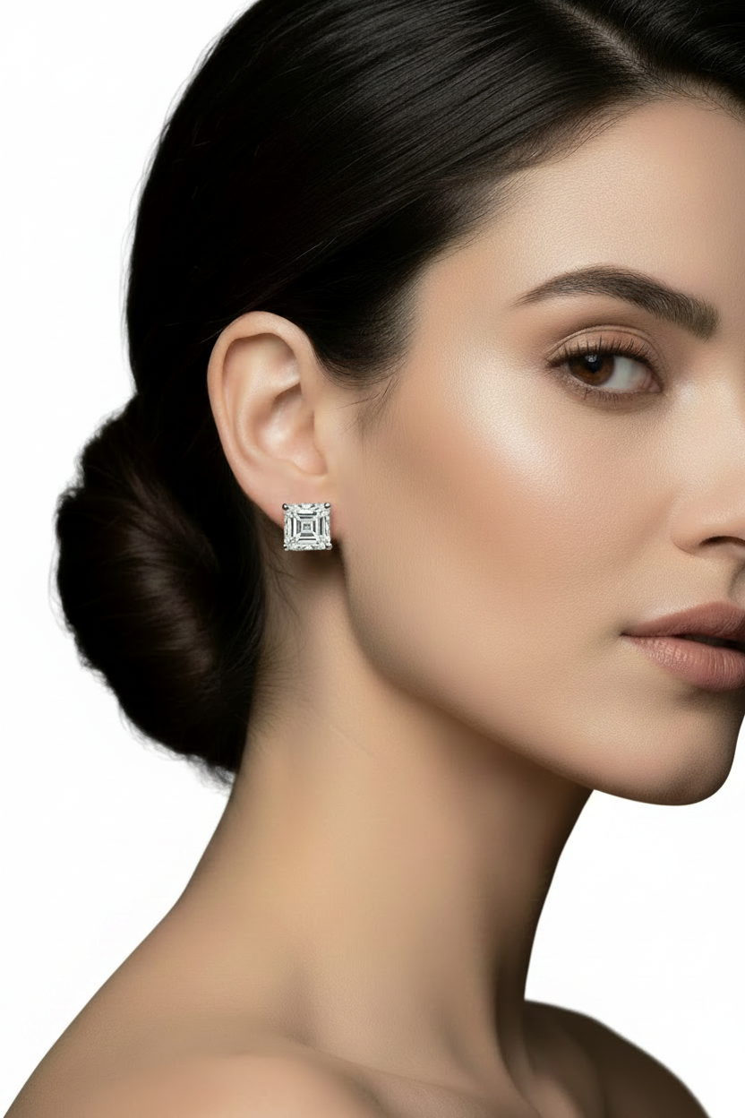 Asscher cut 2ct TDW Diamond Studs