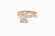 3.04ct Emerald cut Pink Diamond 18k rose gold Ring