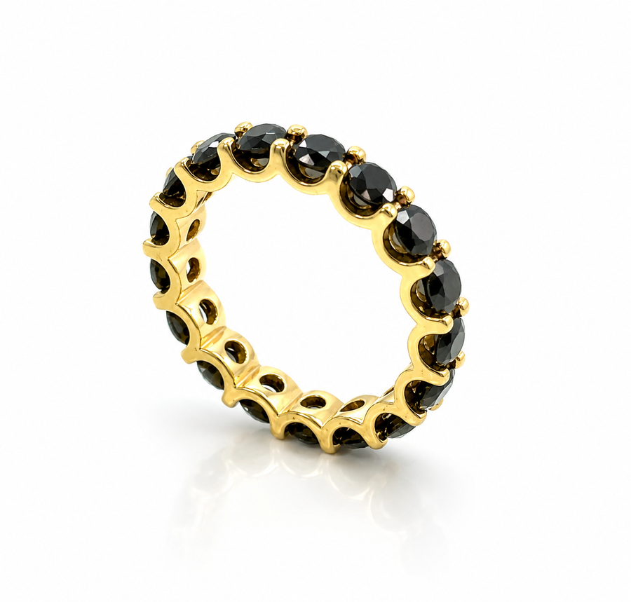 Black Diamond Eternity Ring – 18K Yellow Gold | 3.38ct