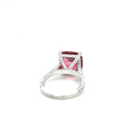 Cushion Pink Tourmaline and Diamond Set white gold Ring
