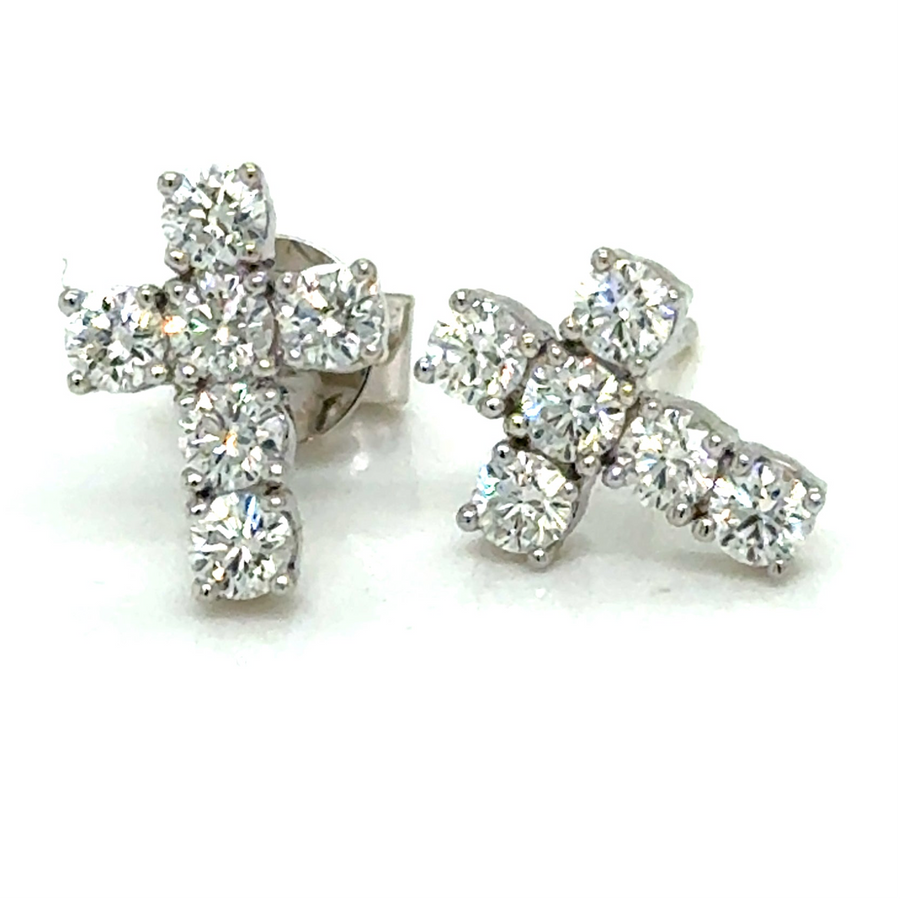 Cross Diamond studs in18k white gold