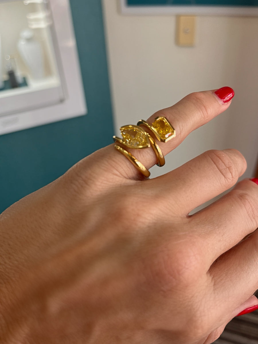 Marquise Fancy Intense  Yellow diamond Ring