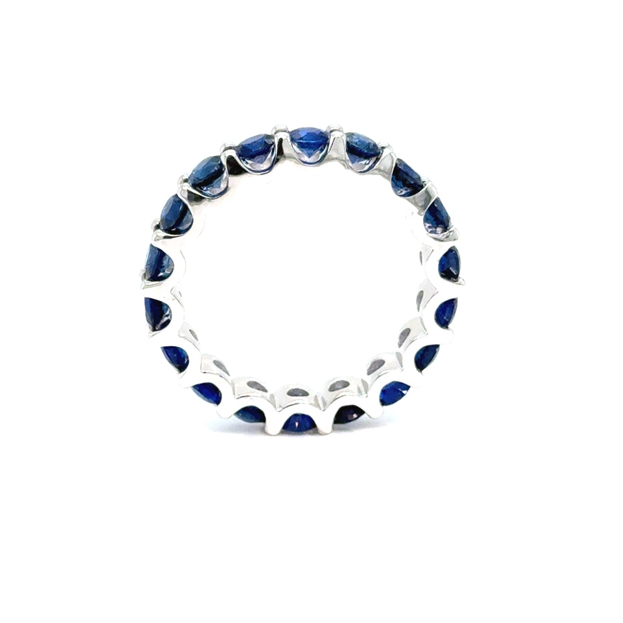 3carat Blue  Sapphire Eternity Ring in 18k white gold