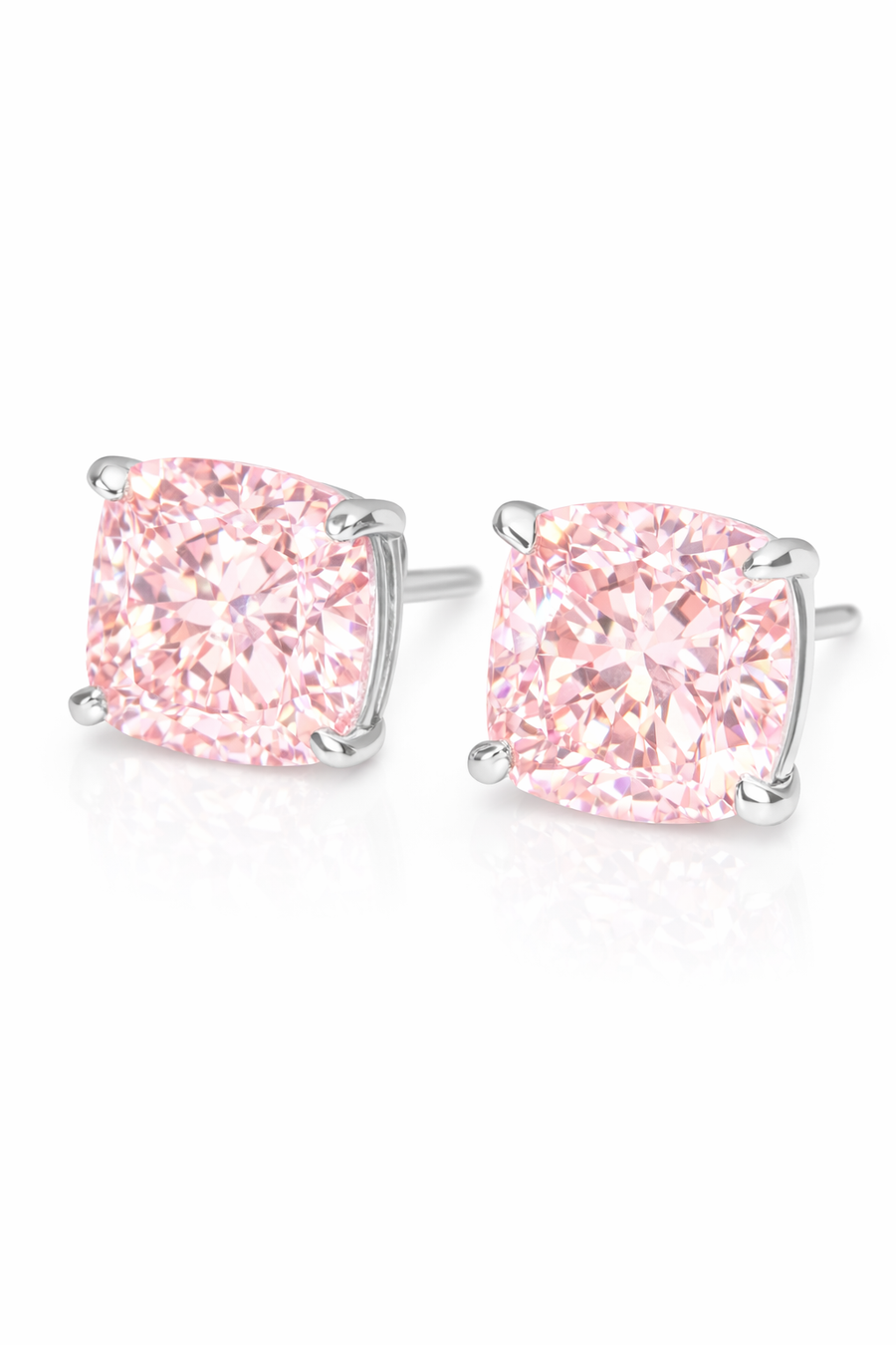 4.14ct Cushion Cut Pink Diamond Studs
