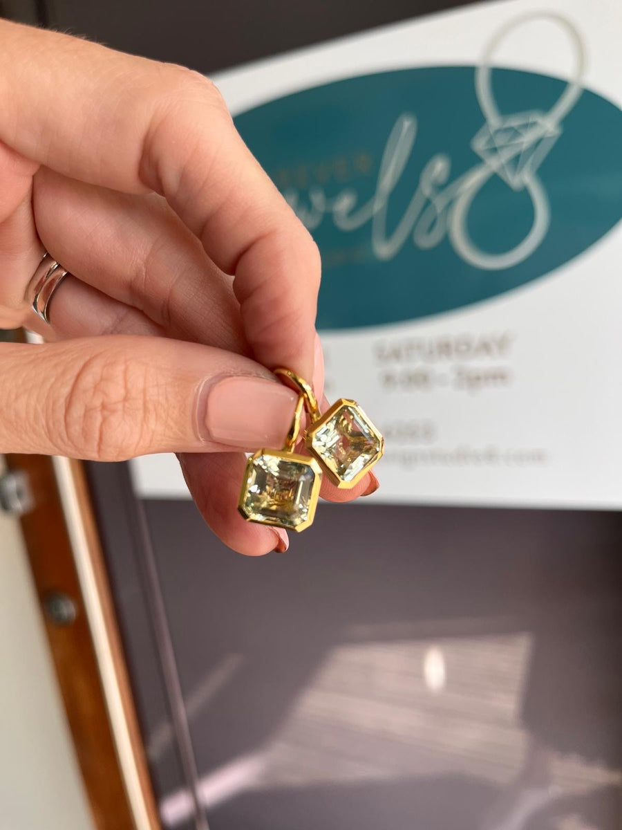 18k yellow gold Green Amethyst Earrings