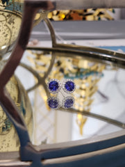 Tanzanite and Diamond Halo Earring Studs