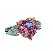 Trilogy Heart Pink Tourmaline and Diamond Ring