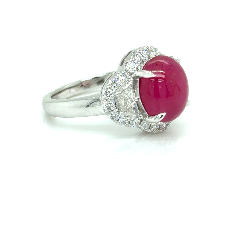 Cabochon Ruby & Diamond Ring