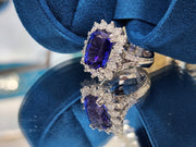 Tanzanite and  diamond halo Ring