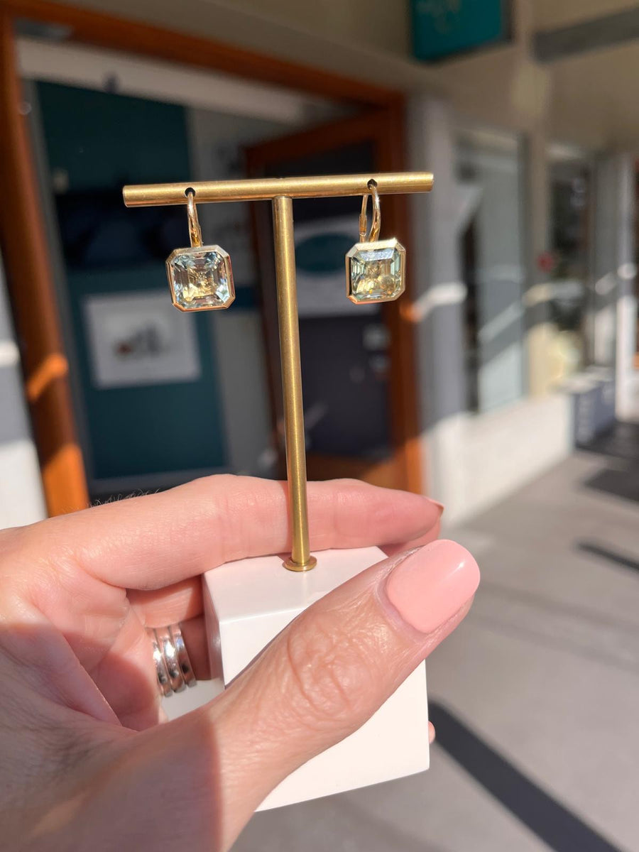 18k yellow gold Green Amethyst Earrings