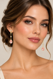 18k yellow gold Pear shaped Pink Diamond Earrings