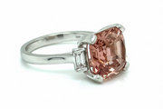 6.19ct Pink Tourmaline &Diamond Trilogy Ring