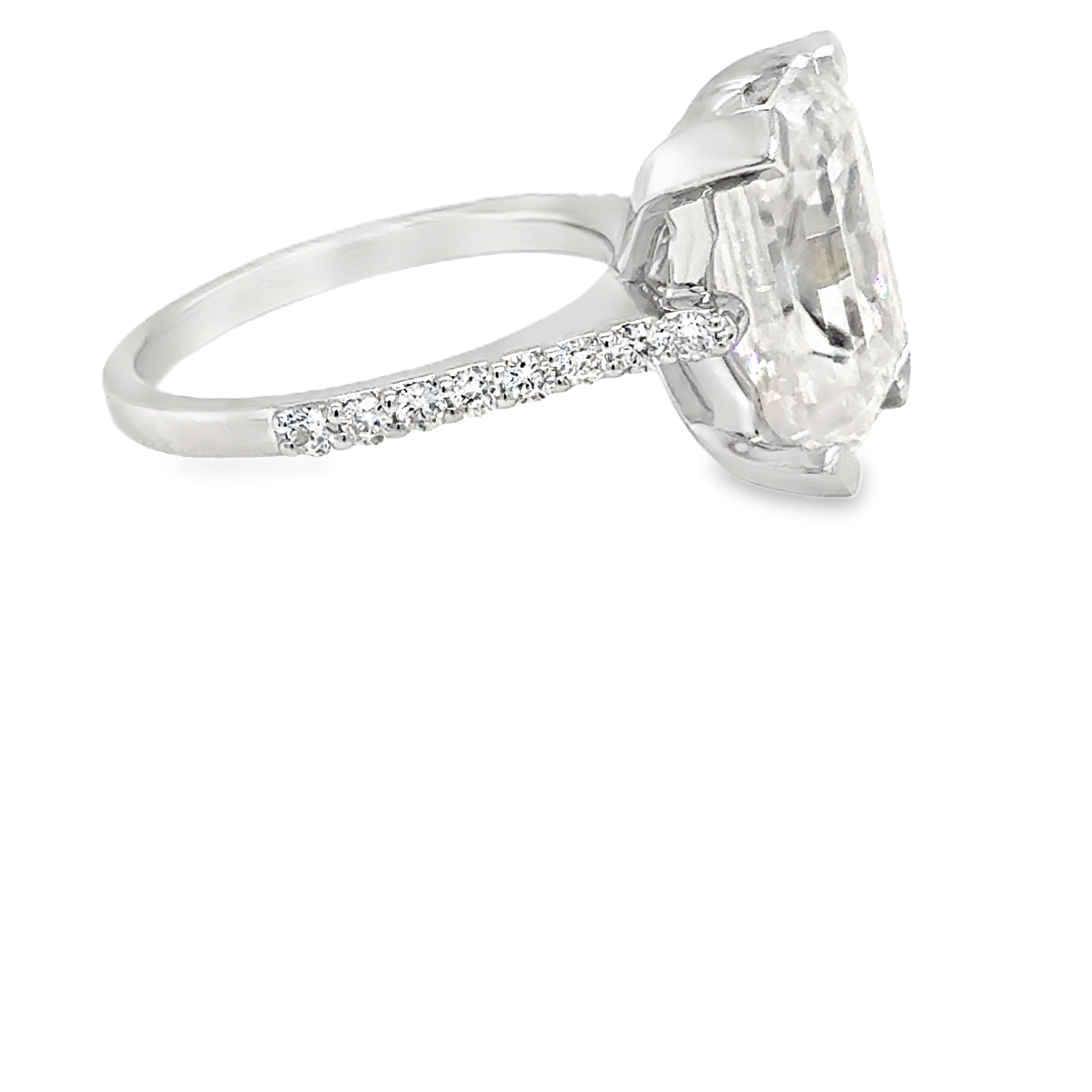 8ct Moissanite Statement Ring in 9k White Gold