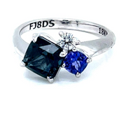 Trilogy Tanzanite, Green Sapphire and Diamond Ring