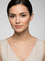 White gold Necklace with round and marquise diamonds