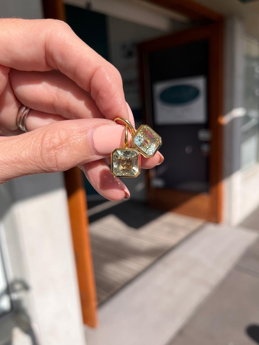 18k yellow gold Green Amethyst Earrings