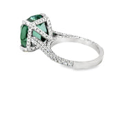 Cushion Green Tourmaline and Diamond Pave Ring