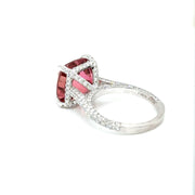 Cushion Pink Tourmaline and Diamond Set white gold Ring