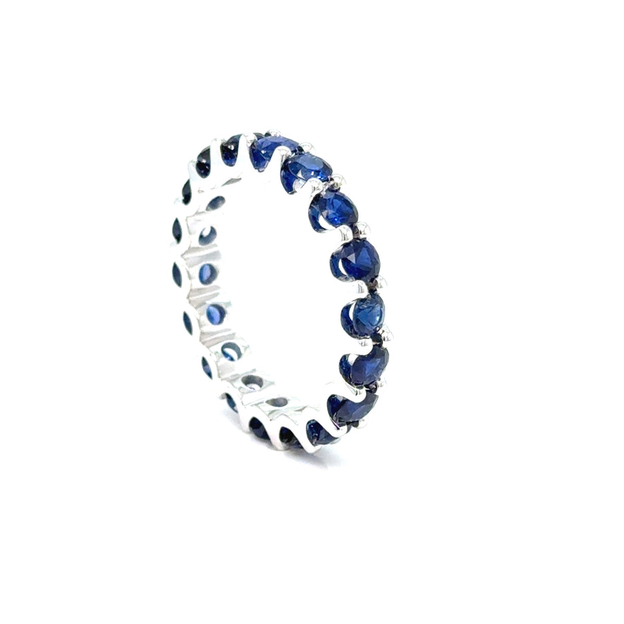 3carat Blue  Sapphire Eternity Ring in 18k white gold