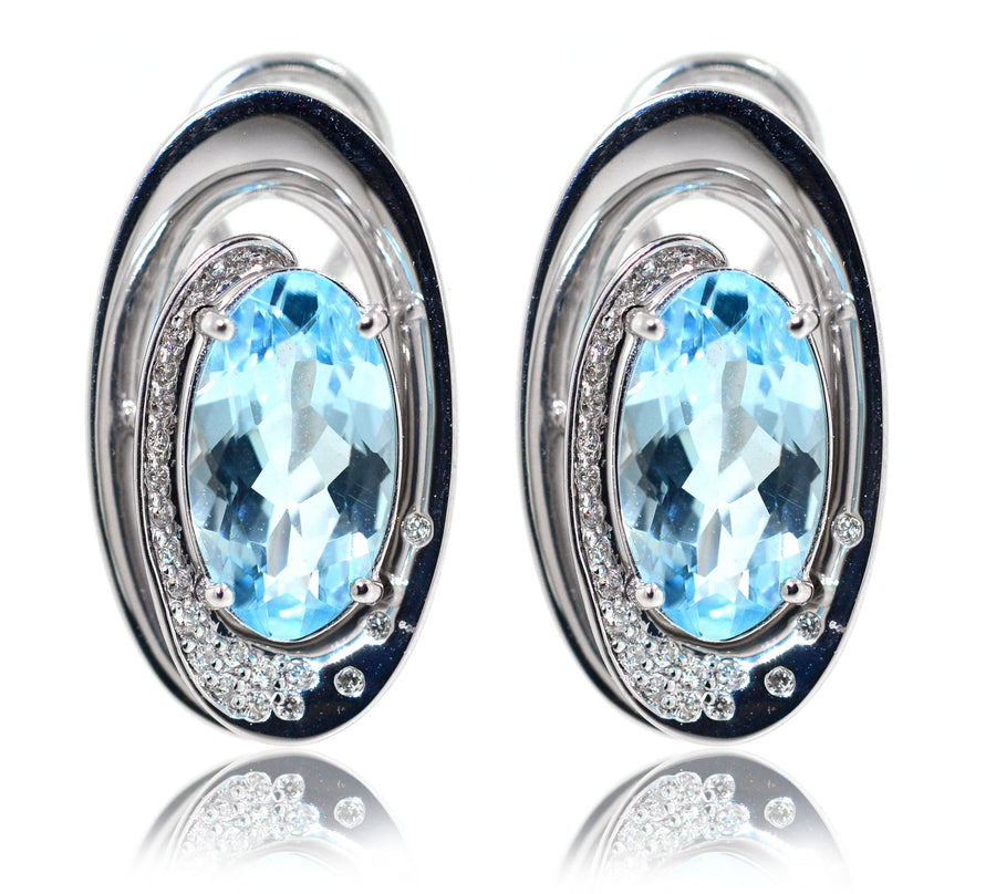 9ct White gold blue topaz earrings with diamonds - ForeverJewels Design Studio 8