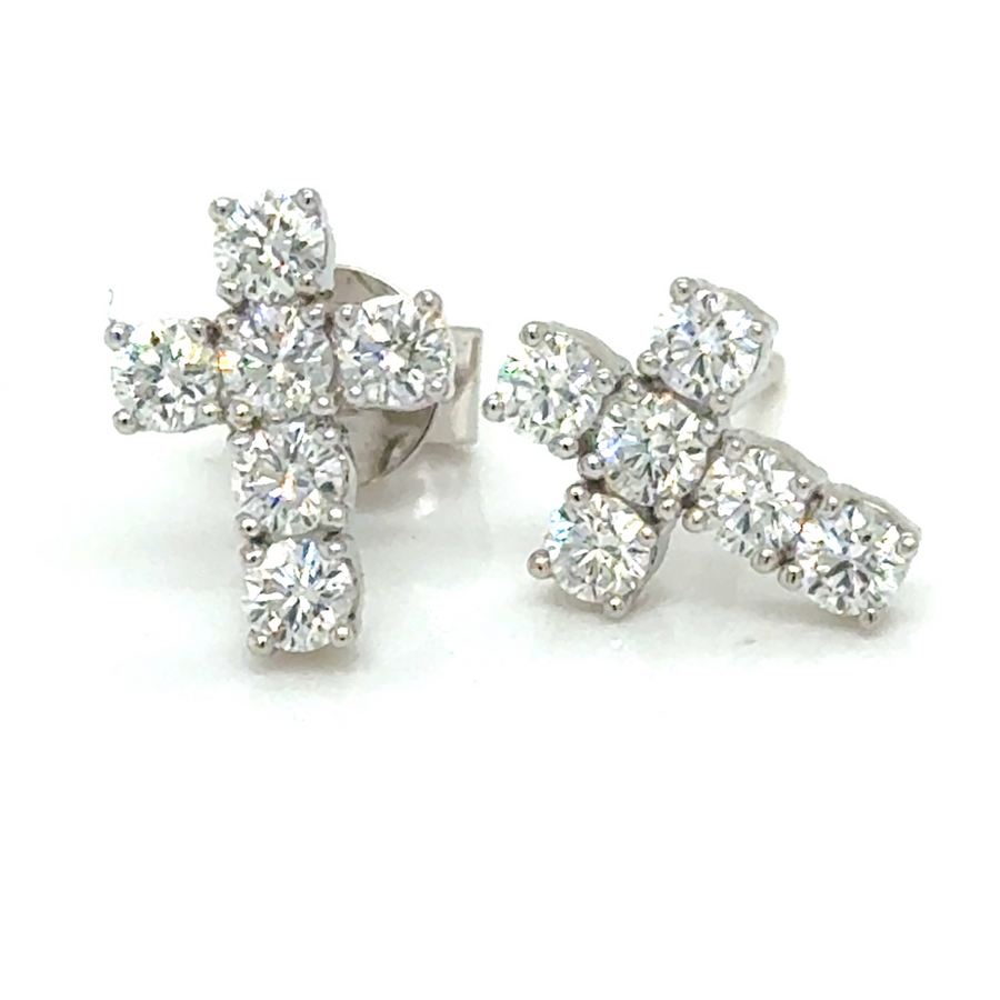 Cross Diamond studs in18k white gold