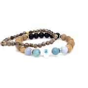 Smokey Quartz and yellow gold beads