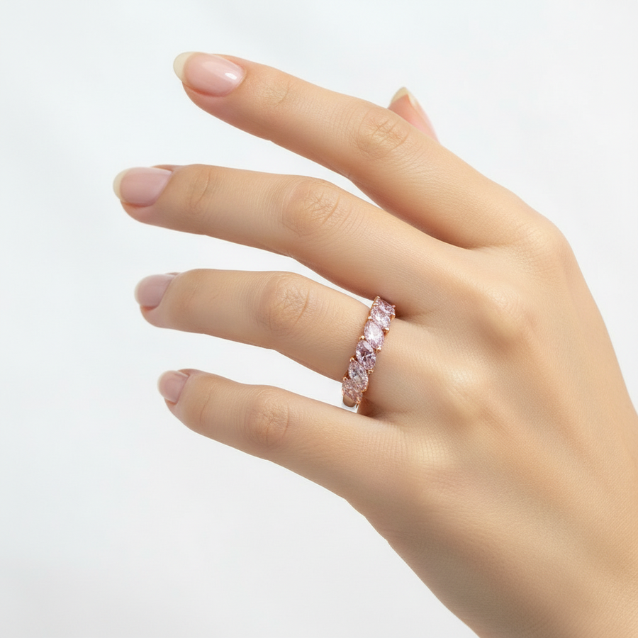 Natural Pink Marquise Diamond Ring