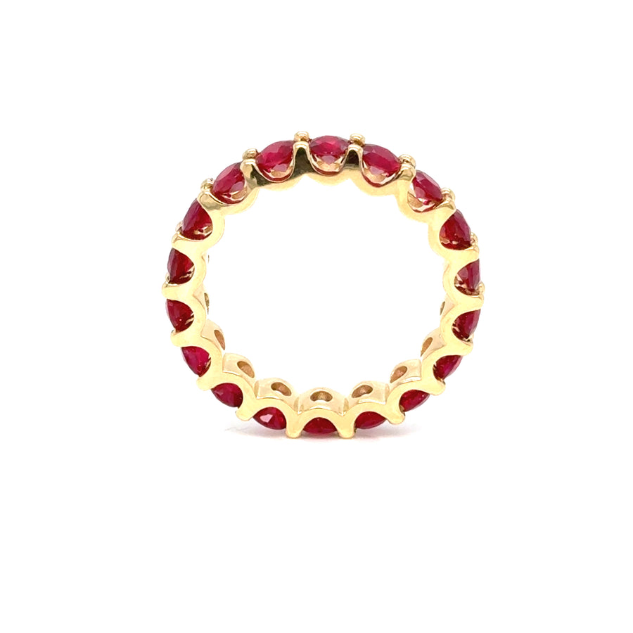 2.9carat Ruby Eternity ring in 18k yellow gold