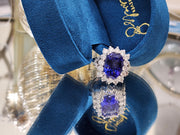 Tanzanite and  diamond halo Ring