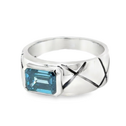 Fancy vivid blue Diamond Platinum Ring
