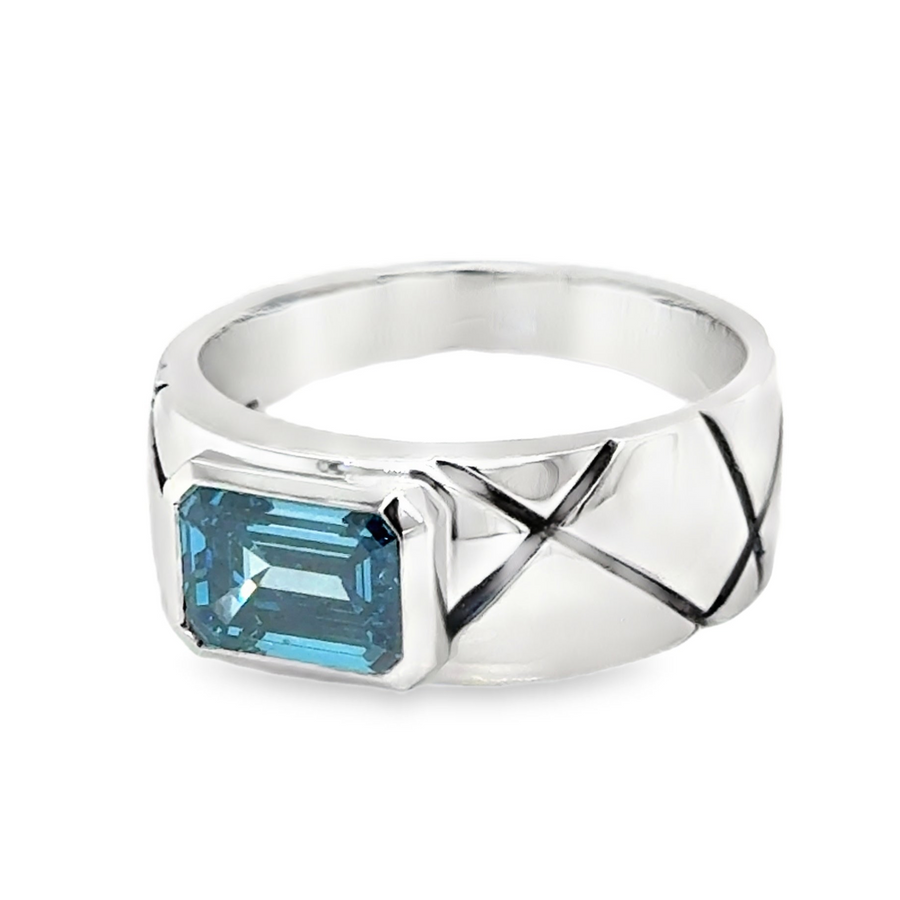 Fancy vivid blue Diamond Platinum Ring