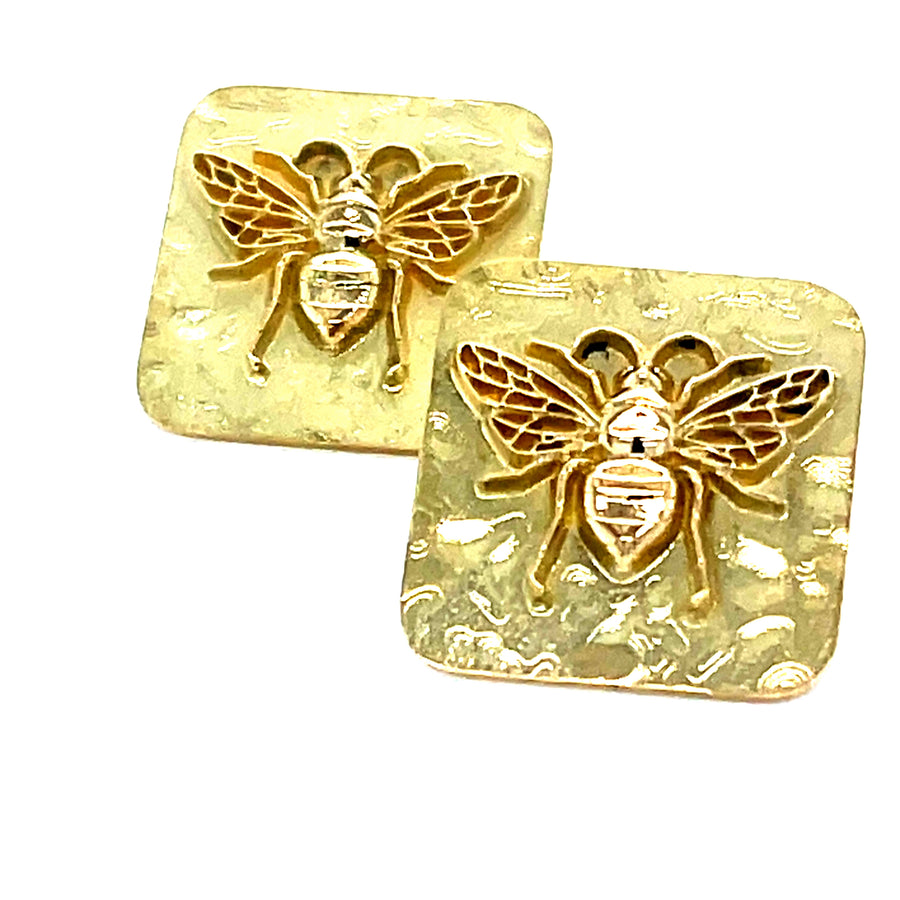 Bee Earrings Studs in 18k yellow gold