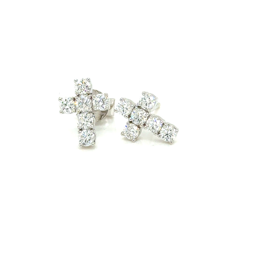 Cross Diamond studs in18k white gold
