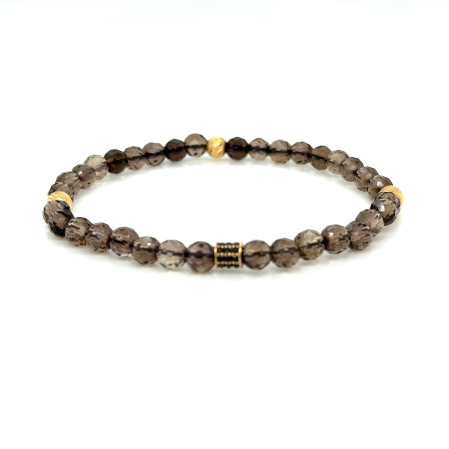 Smokey Quartz and yellow gold beads