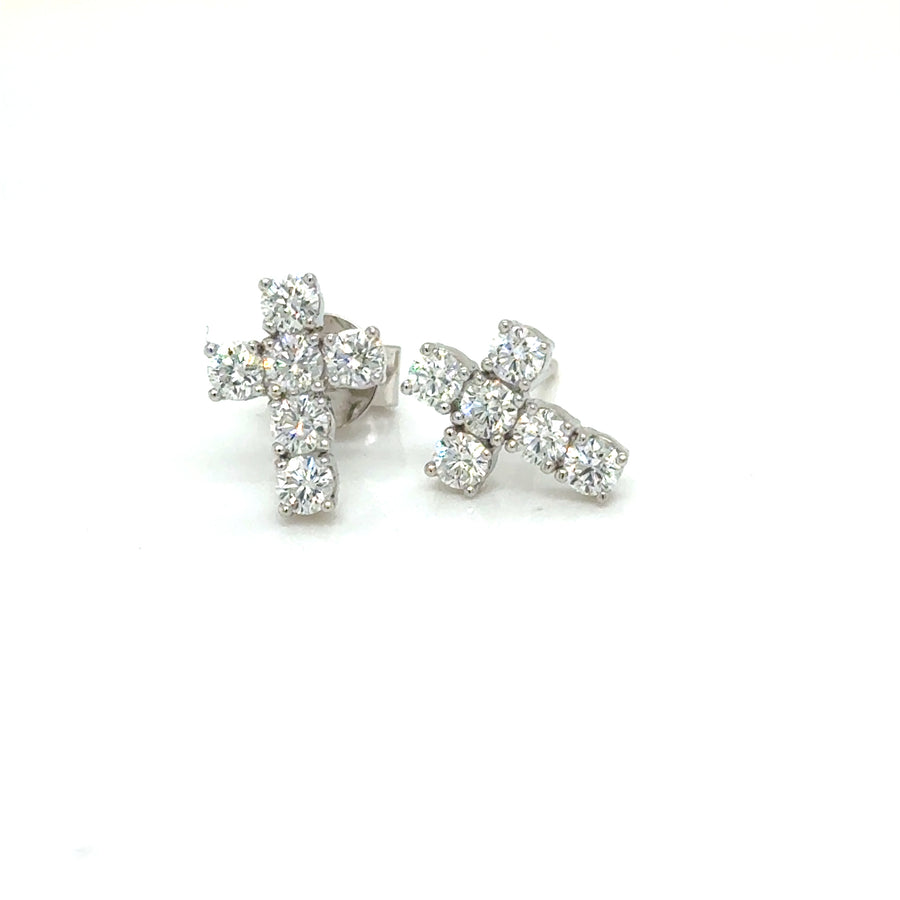 Cross Diamond studs in18k white gold