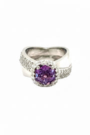 Crossover Violet Spinel and Diamond Ring in 18k white gold