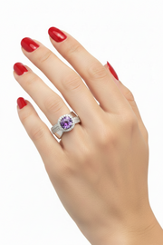 Crossover Violet Spinel and Diamond Ring in 18k white gold