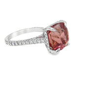 Cushion Pink Tourmaline and Diamond Set white gold Ring