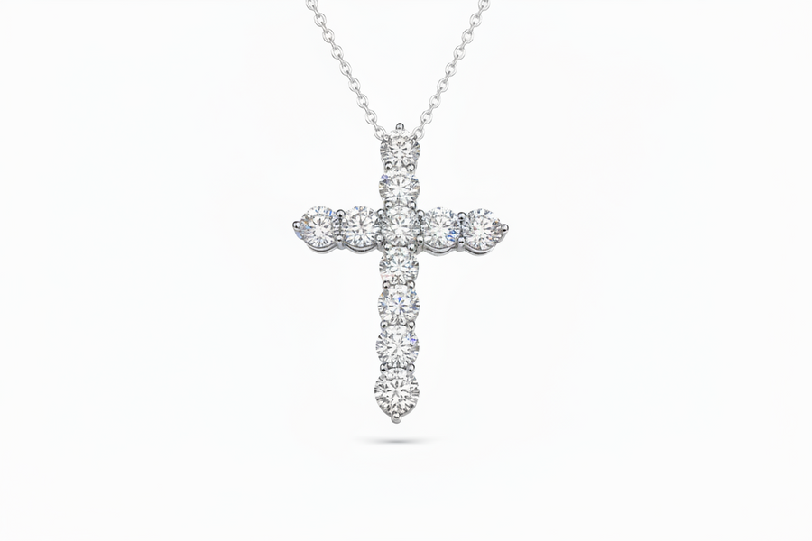 18k white gold Diamond Cross