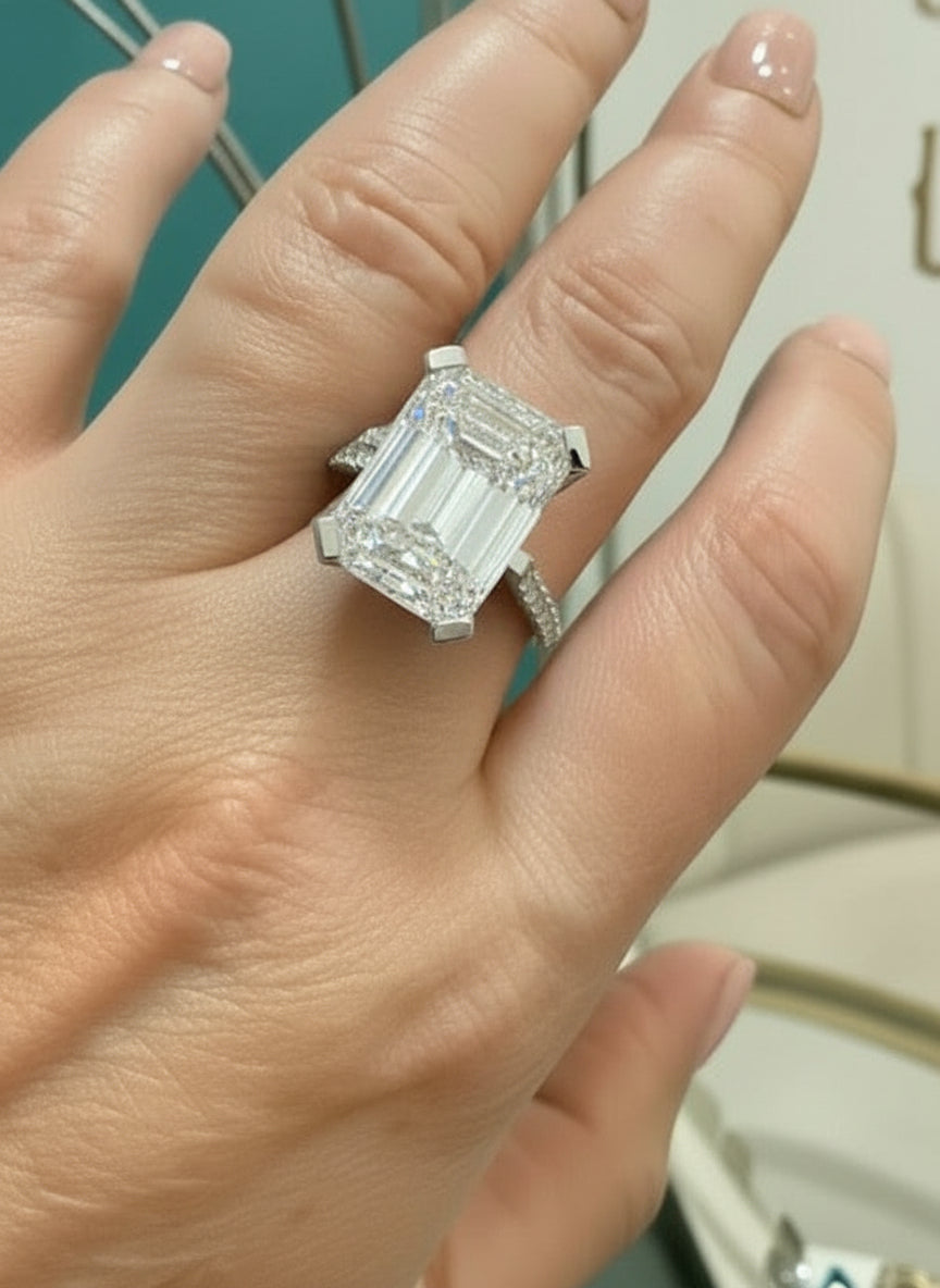 8ct Moissanite Statement Ring in 9k White Gold