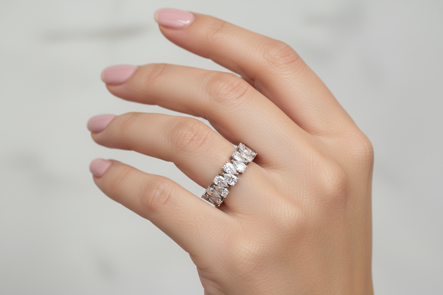 Pear Shaped diamond Eternity Ring