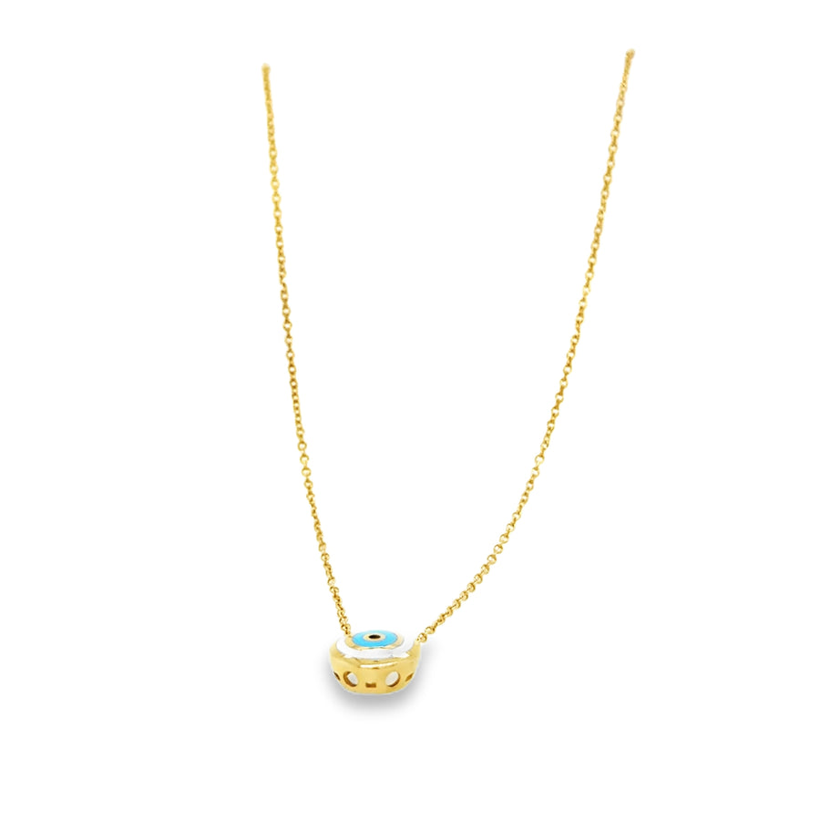 Evil Eye Protection yellow gold Necklace