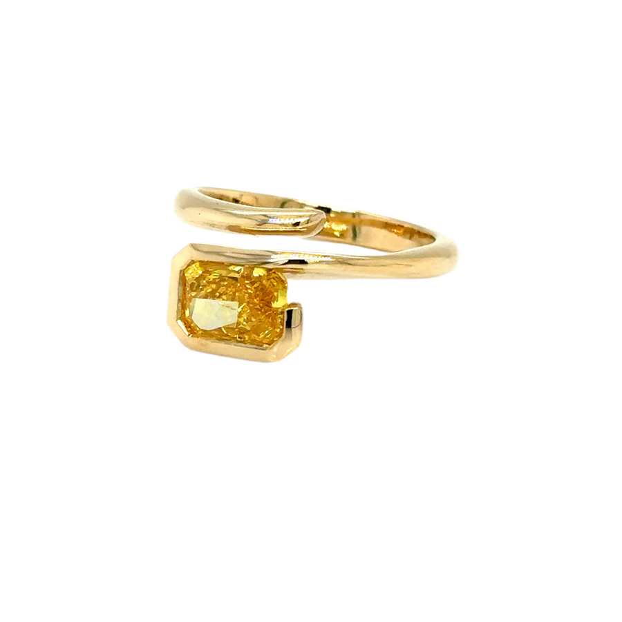 Radiant Fancy yellow diamond Ring